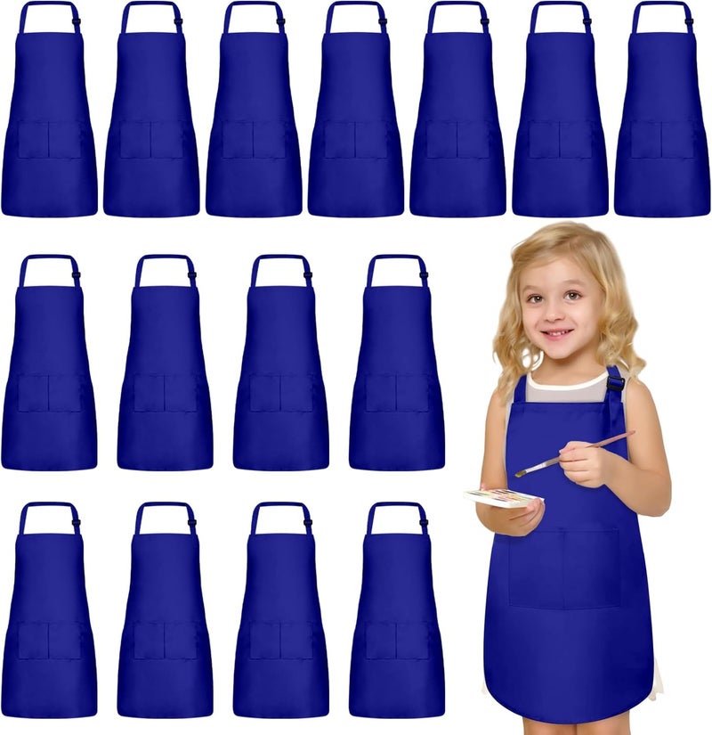 imeago 15 PCS Kids Aprons with Pockets Adjustable Chef Painting Aprons Bulk for Girls Boys Aged 6-13 Cooking Baking Crafting - Image 1